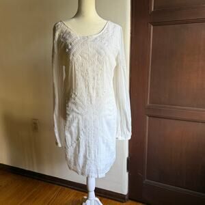 Twelfth STREET by CYNTHIA VINCENT  White Cotton Embroidered Sheath Dress Small